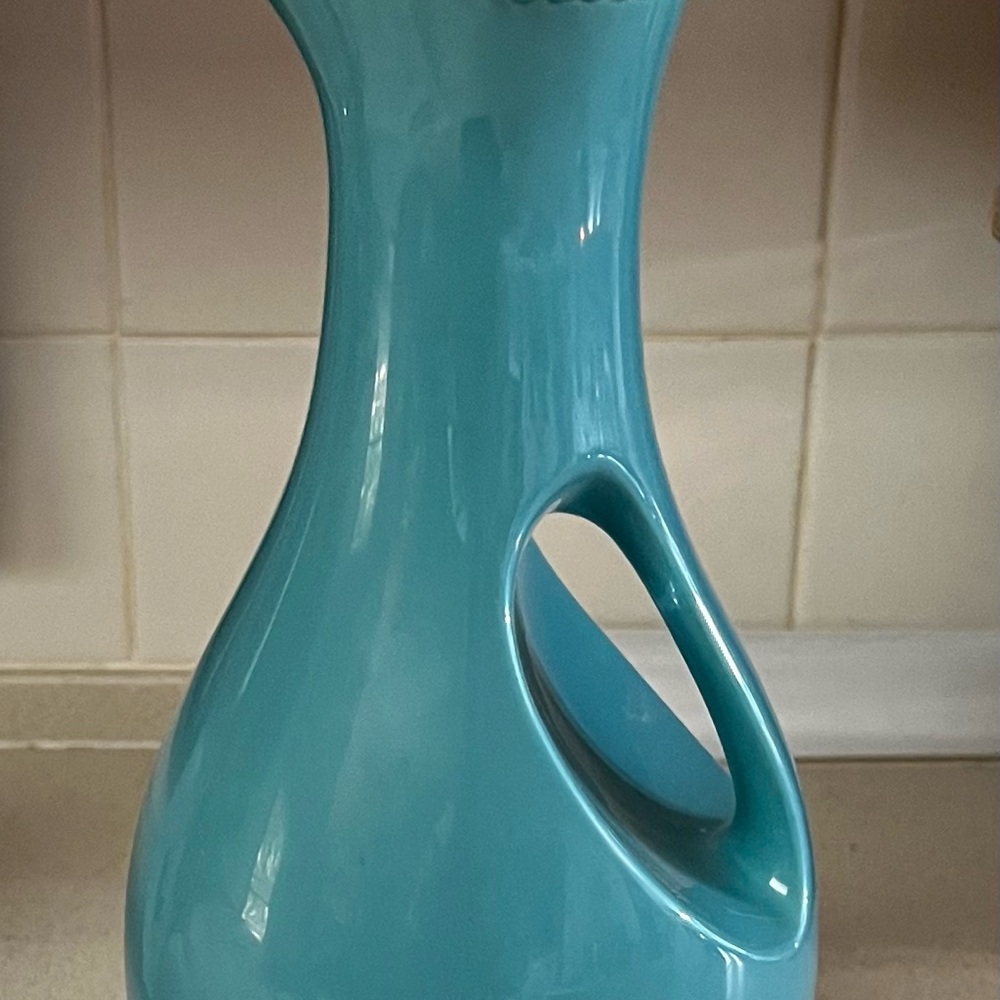 Princess House Teal Ceramic Pitcher
